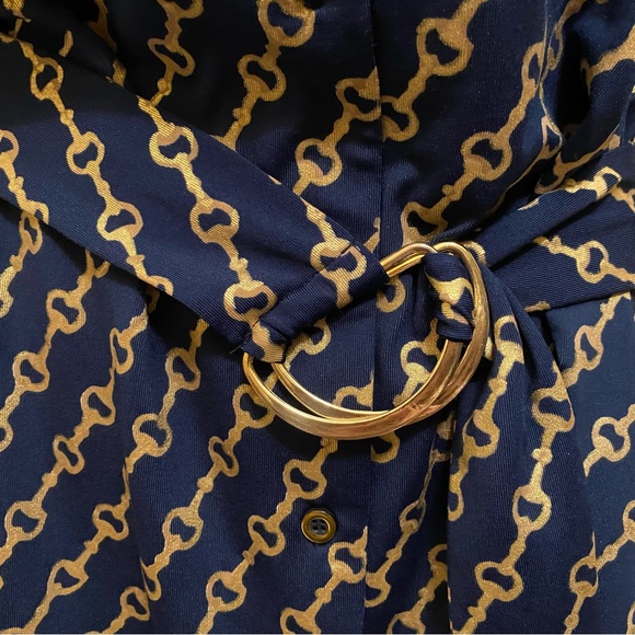 Diane Gilman Collection Button Down Dress; Large; Attached belt; NWOT. - Picture 3 of 11